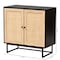 Baxton Studio Declan MidCentury Modern Espresso Brown Finished Wood and Natural Rattan 2Door Storage Cabinet 221-12472-ZORO - alternate 10